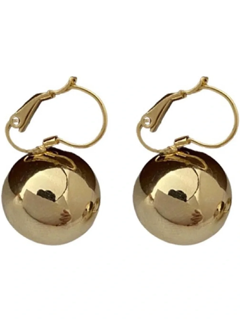 Anthropologie Polished Gold Tone Ball Leverback Earrings